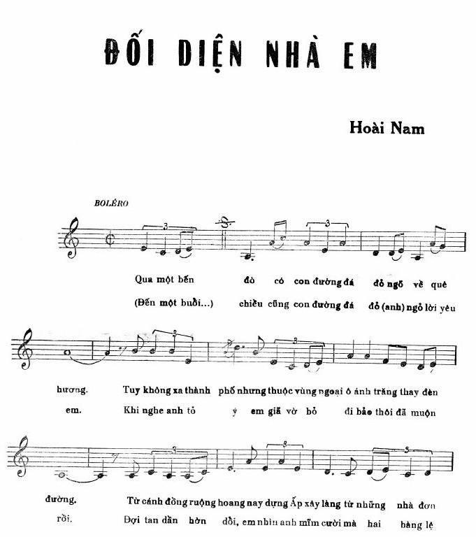 Sheet nhạc Đối Diện Nhà Em